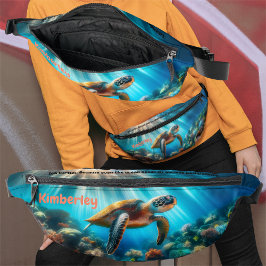Majestic Ocean Sea Turtle in der Nähe des farbenfr Bauchtasche