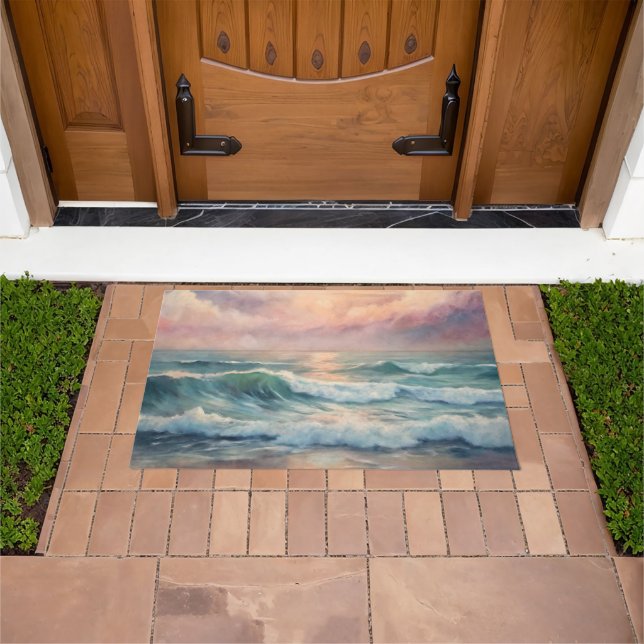 Majestic Ocean Sunset Waves Wasserfarbenküste Fußmatte (Außenbereich)