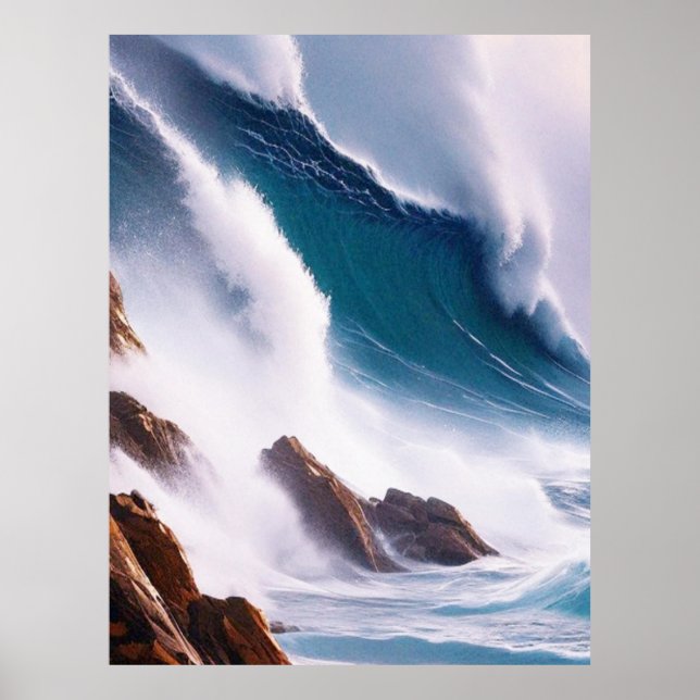 Majestic Ocean Waves Malerei Poster (Vorne)