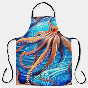 Majestic Octopus Blue Ocean Wave Expressionismus Schürze