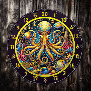 Majestic Octopus Glow Dartboard Design Dartscheibe