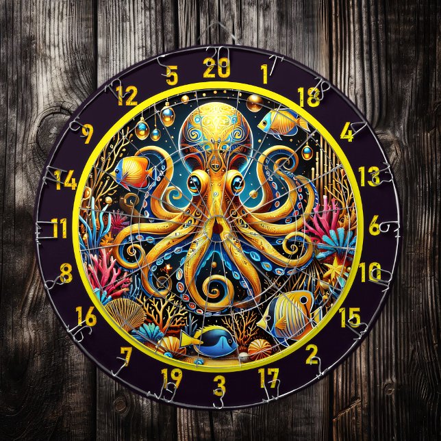 Majestic Octopus Glow Dartboard Design Dartscheibe (Von Creator hochgeladen)