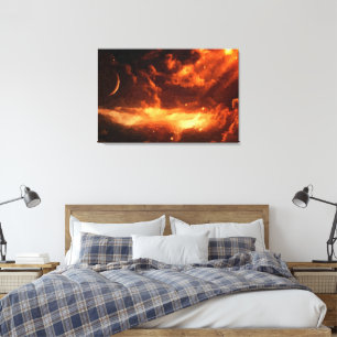 Majestic Orange Space Oil Painting Print Leinwanddruck