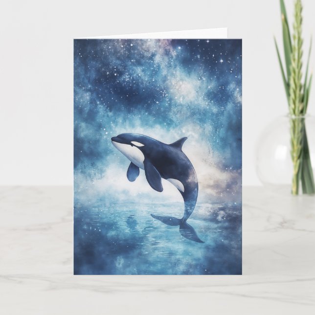 Majestic Orca steigt unter den Sternen auf Karte (Vorderseite)