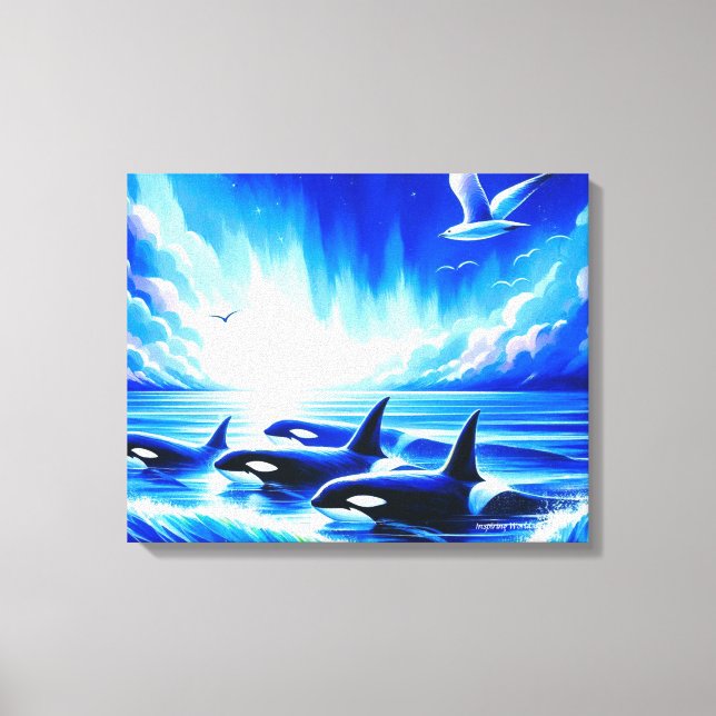 ‚Majestic Orcas‘ Leinwanddruck (Vorderseite)
