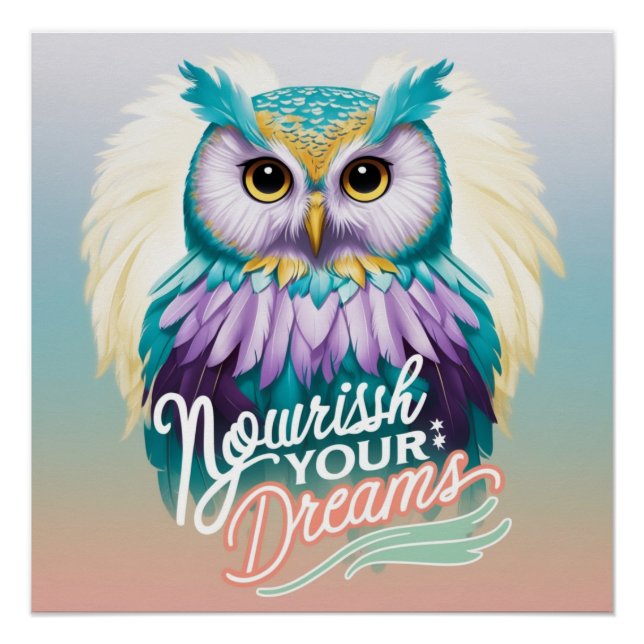 "Majestic Owl with Motivierend Message" Poster (Vorderseite)
