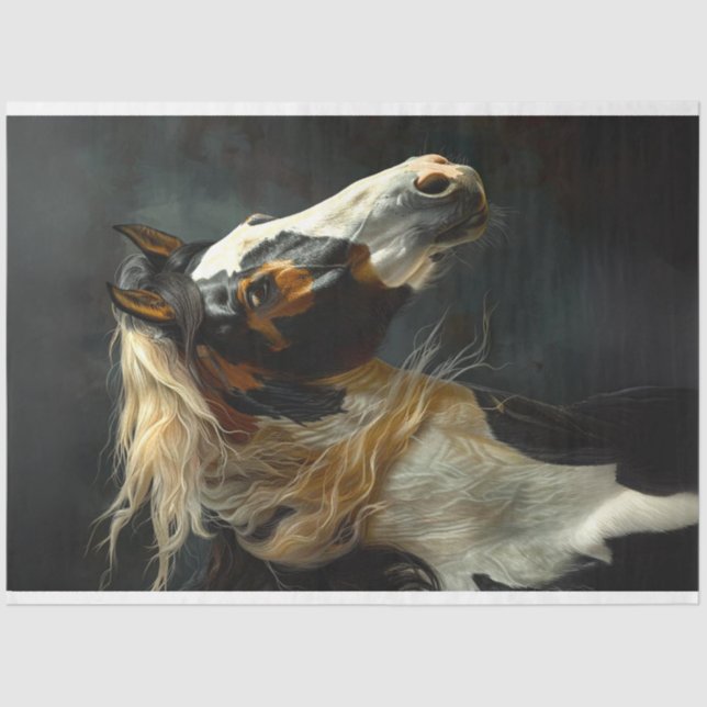 Majestic Paint Horse #2 Running Horning Decoupage Seidenpapier (Vorderseite)