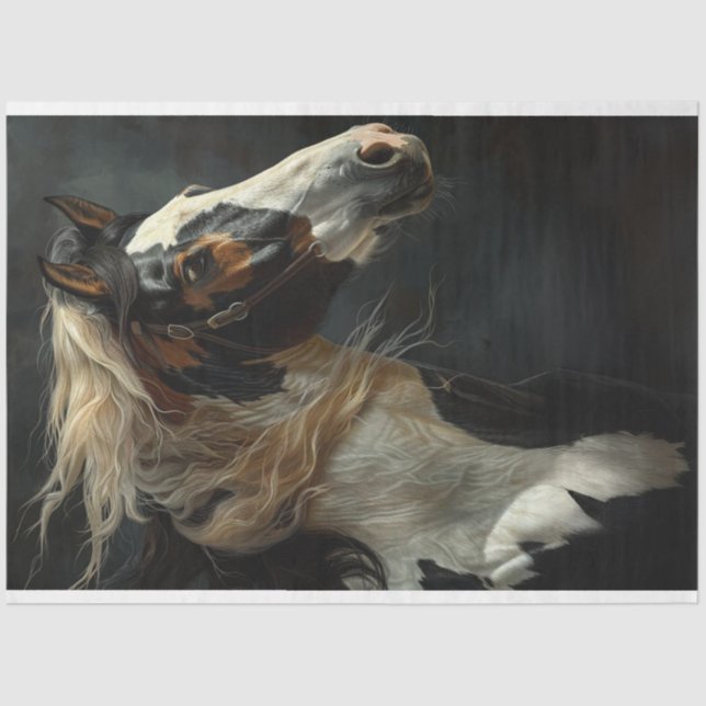 Majestic Palomino Running Horning Decoupage Seidenpapier (Vorderseite)