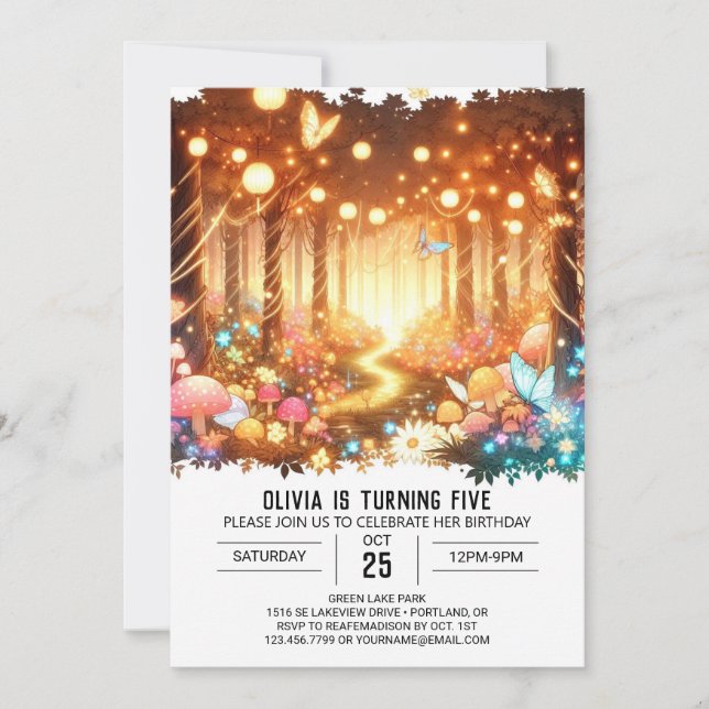 Majestic Pastel Woodland Digital Geburtstag Einladung (Vorderseite)