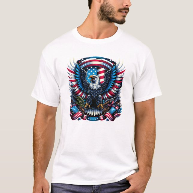 Majestic Patriotic Eagle 4. Juli T-Shirt (Vorderseite)