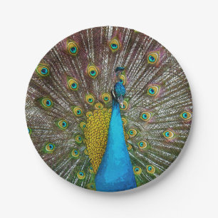 Majestic Peacock Bird mit Royal Plumage Pappteller