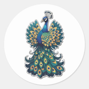 Majestic Peacock Design - Ein Symbol der Schönheit Runder Aufkleber