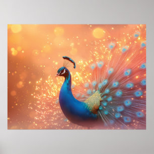 Majestic Peacock mit lebhaftem Plumage Poster