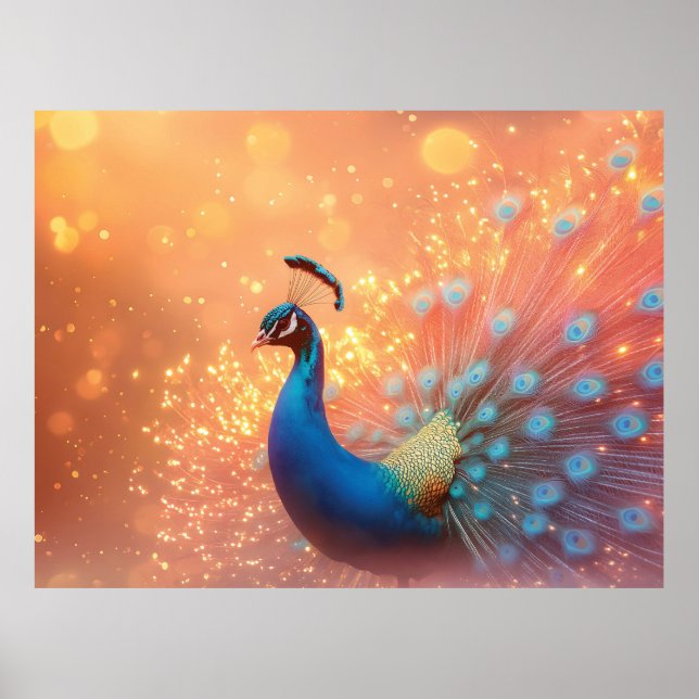 Majestic Peacock mit lebhaftem Plumage Poster (Vorne)