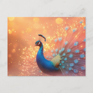 Majestic Peacock mit lebhaftem Plumage Postkarte