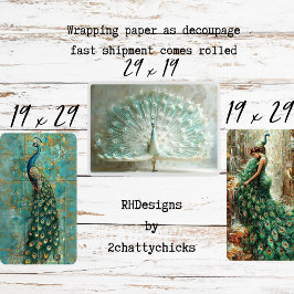 Majestic Peacock Set Decoupage Geschenkpapier Set