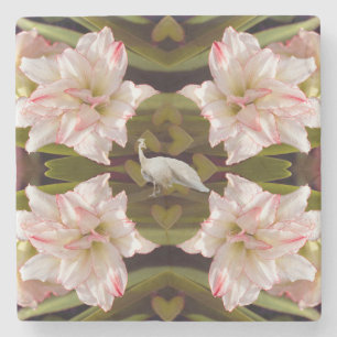 Majestic Peacock und Amaryllis Candy Cane Steinuntersetzer