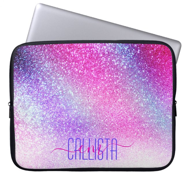Majestic Pink Lila Nebel Galaxy Glitzer Laptopschutzhülle (Vorderseite)