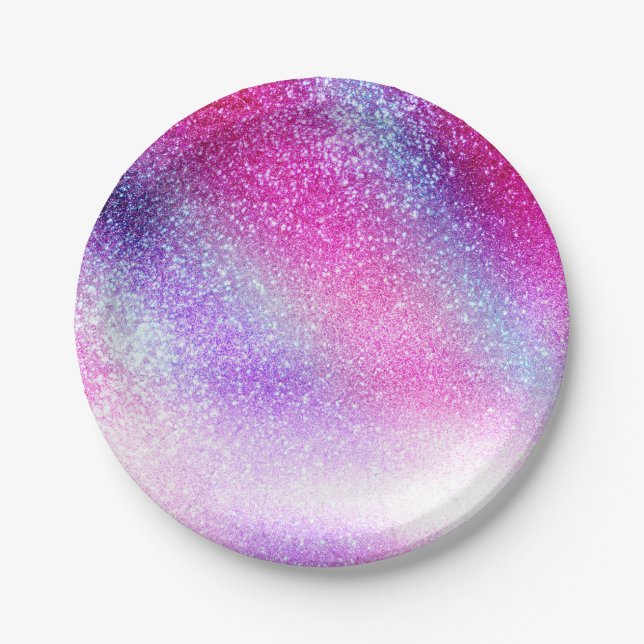 Majestic Pink Lila Nebel Galaxy Glitzer Pappteller (Vorderseite)
