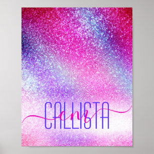Majestic Pink Lila Nebel Galaxy Glitzer Poster