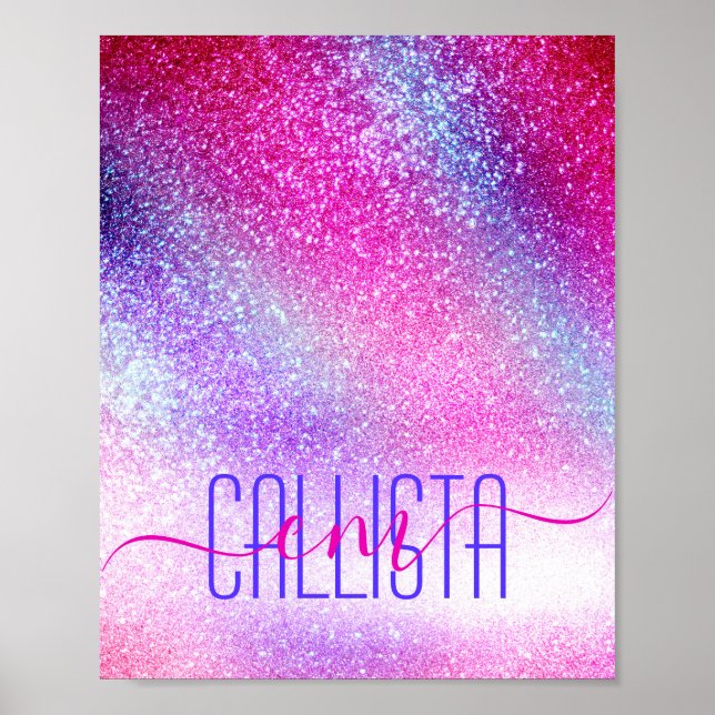 Majestic Pink Lila Nebel Galaxy Glitzer Poster (Vorne)