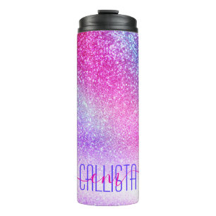 Majestic Pink Lila Nebel Galaxy Glitzer Thermosbecher