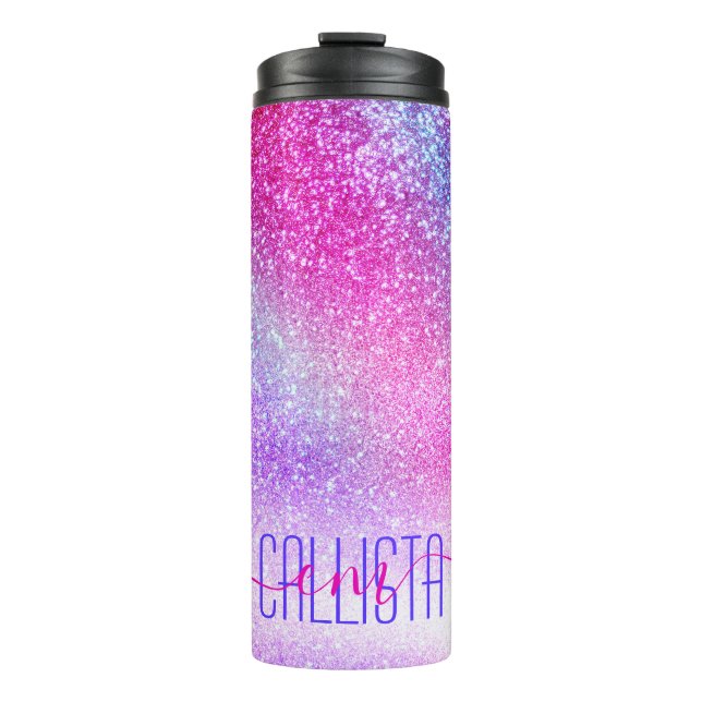 Majestic Pink Lila Nebel Galaxy Glitzer Thermosbecher (Vorderseite)