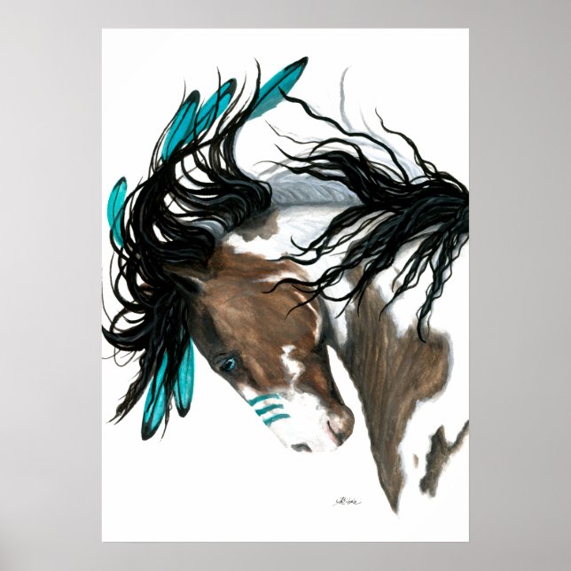 Majestic Pinto Pferd von Bihrle Poster (Vorne)