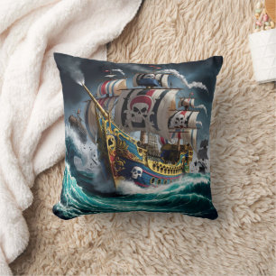 Majestic Pirate Ship durch Sturmy Seas Kissen