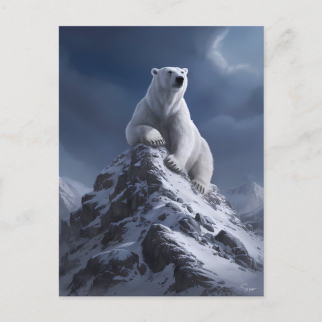 Majestic Polar Bear Atop Snowy Summit Postkarte (Vorderseite)