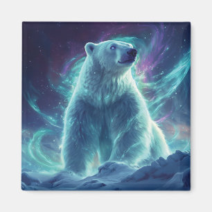 Majestic Polar Bear Design mit Northern Lights Magnet