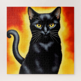 Majestic Porträt einer imposanten schwarzen Katze Puzzle