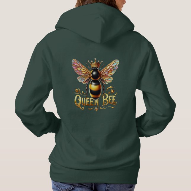 Majestic Queen Bee Illustration mit einer Krone Hoodie (Rückseite)
