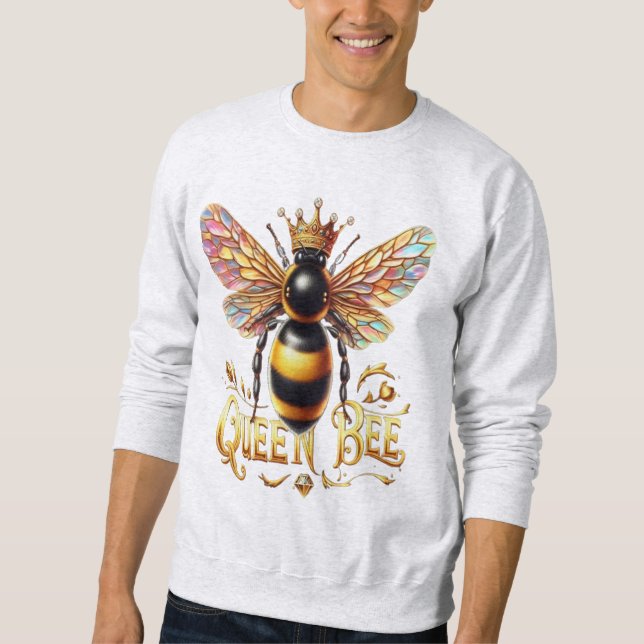 Majestic Queen Bee Illustration mit einer Krone Sweatshirt (Vorderseite)