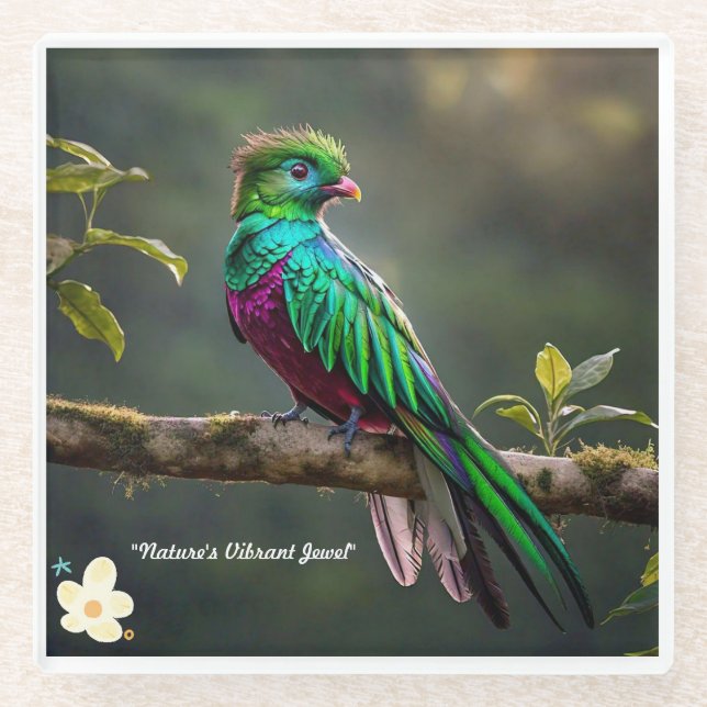 "Majestic Quetzal" Glasuntersetzer (Vorderseite)
