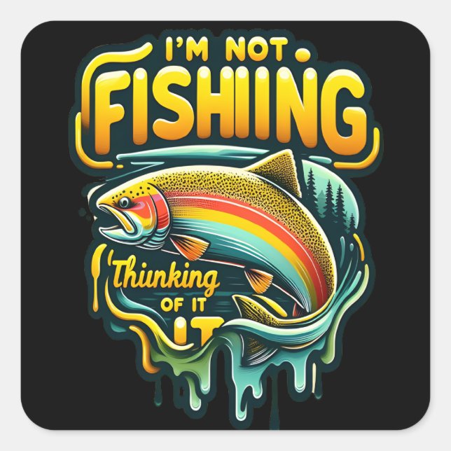 Majestic Rainbow Trout Leaping at Dawn in a Serene Quadratischer Aufkleber (Vorderseite)