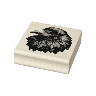 Majestic Raven Portrait - Rabe, Vogel, wild lebend Gummistempel