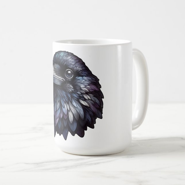 Majestic Raven Portrait - Rabe, Vogel, wild lebend Kaffeetasse (VorderseiteRechts)