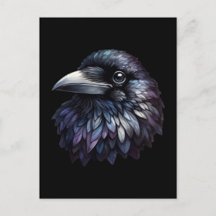 Majestic Raven Portrait - Rabe, Vogel, wild lebend Postkarte