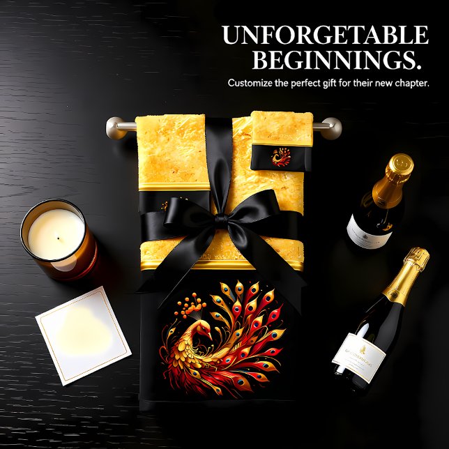 Majestic Red and Gold Peacock Badhandtuch Set (Von Creator hochgeladen)