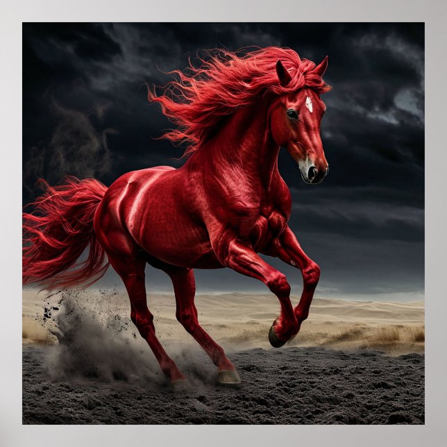 Majestic Red Horse Running Poster (Vorne)