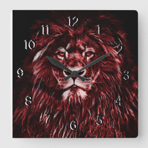 Majestic Red Lion Quadratische Wanduhr