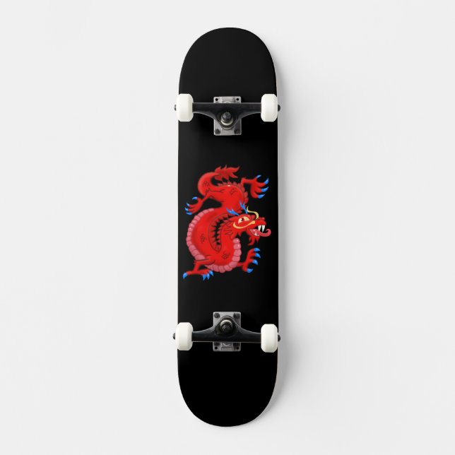 Majestic Red Oriental Dragon Skateboard (Vorderseite)