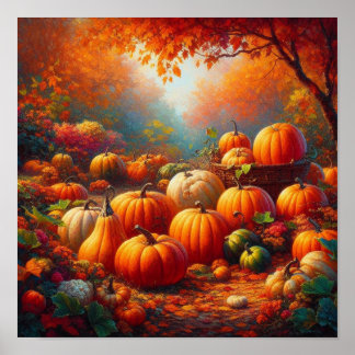 Majestic Red Pumpkin Forest verzauberte Dschungelw Poster