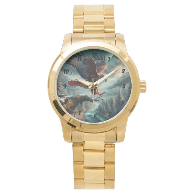 Majestic Red-Tail Hawk Soaring Armbanduhr (Vorderseite)