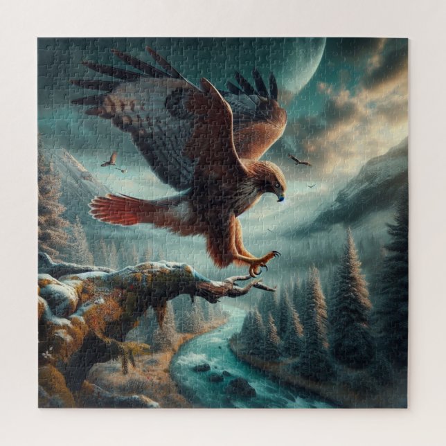 Majestic Red-Tail Hawk Soaring Puzzle (Vertikal)