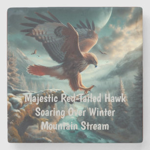 Majestic Red-Tail Hawk Soaring Steinuntersetzer