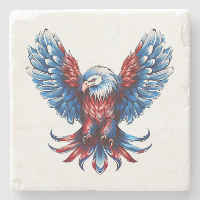 Majestic Red, White, Blue, Eagle Steinuntersetzer (Vorderseite)
