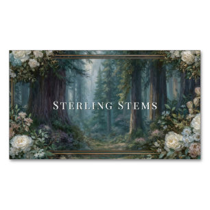 Majestic Redwood Forest Floral Frame Magnetische Visitenkarte