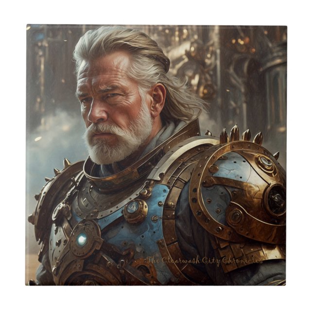 Majestic Regal Steampunk King Keramik Tile Fliese (Vorderseite)